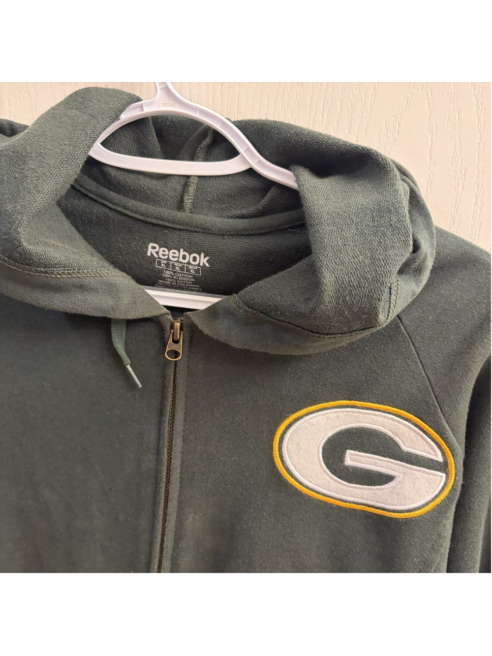 Green Bay Packers NFL Zip-Up Hoodie Size Xl Green Reebok - Picture 2 of 4